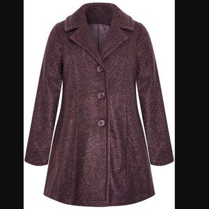 NWT - CITY CHIC Manon Baptiste Boucle Coat - purple SZ 20